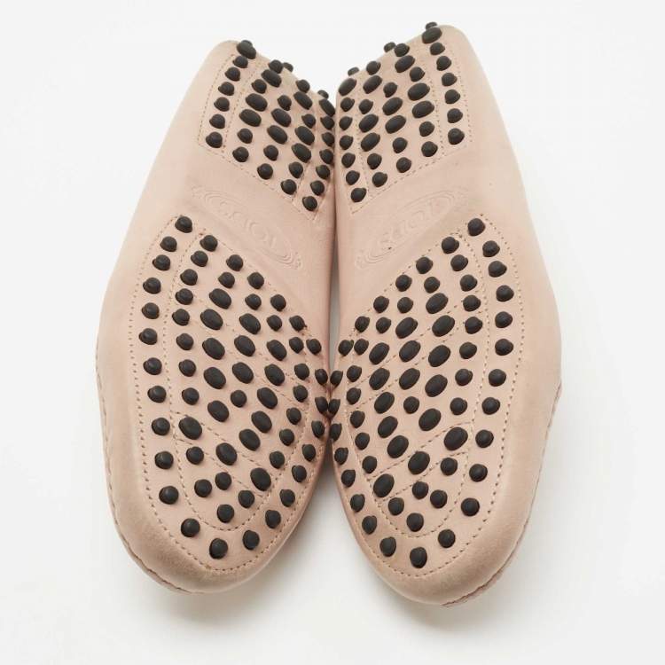 Pre Owned Tod's Light Pink Leather Penny Loafers Size 38.5