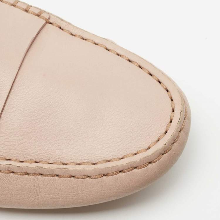 Pre Owned Tod's Light Pink Leather Penny Loafers Size 38.5