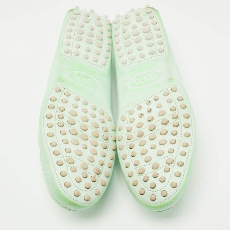 Pre Owned Tod's Green Leather Penny Loafers Size 39