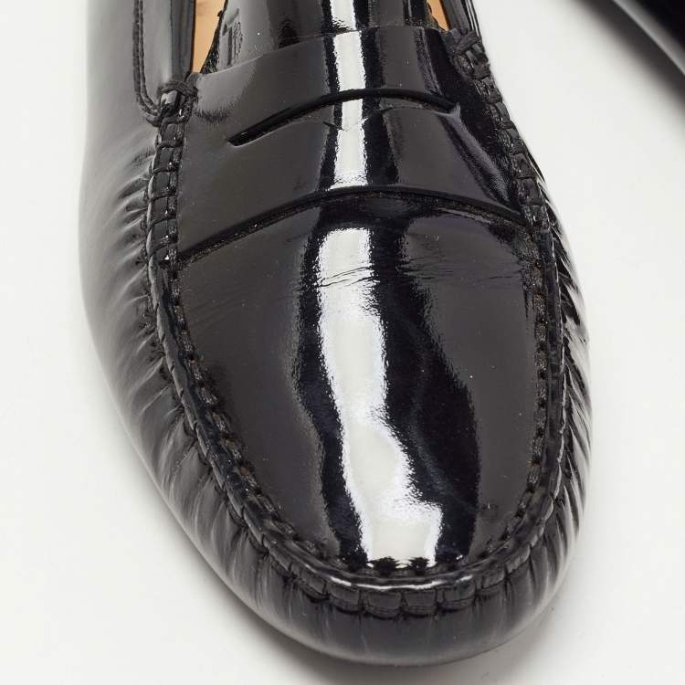 Pre Owned Tod's Black Patent Leather Penny Loafers Size 38.5
