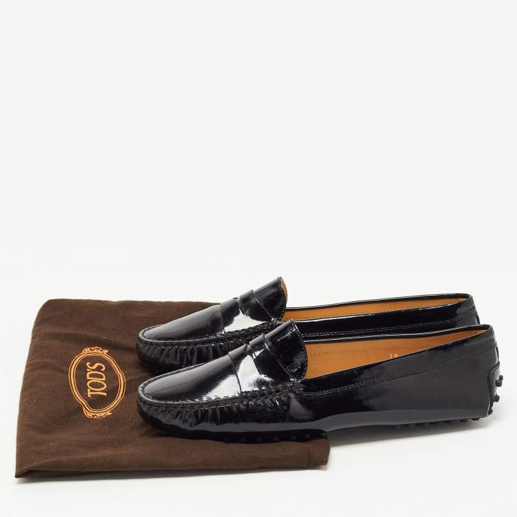 Pre Owned Tod's Black Patent Leather Penny Loafers Size 38.5
