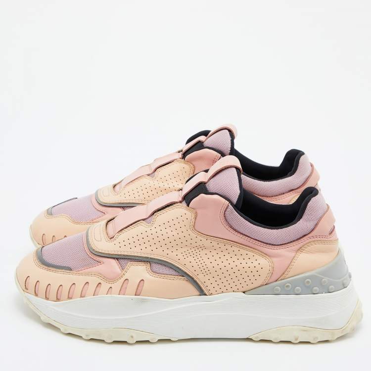 Pre Owned Tod's Tri Color Mesh and Leather Sneakers Size 39.5