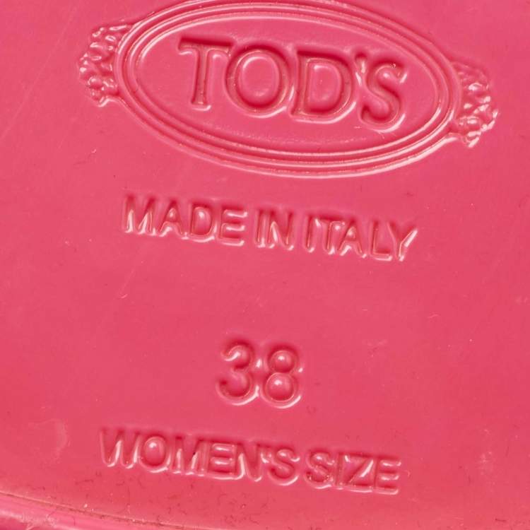 Pre Owned Tod's Pink Rubber Studded Tassel Thong Flat Sandals Size 38
