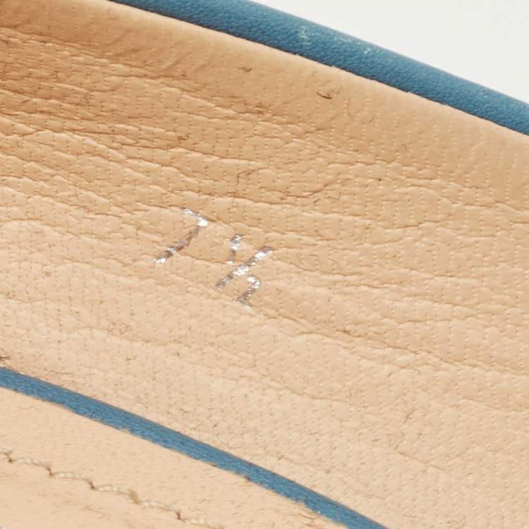 Pre Owned Tod's Blue Leather Open Toe Pumps Size 38