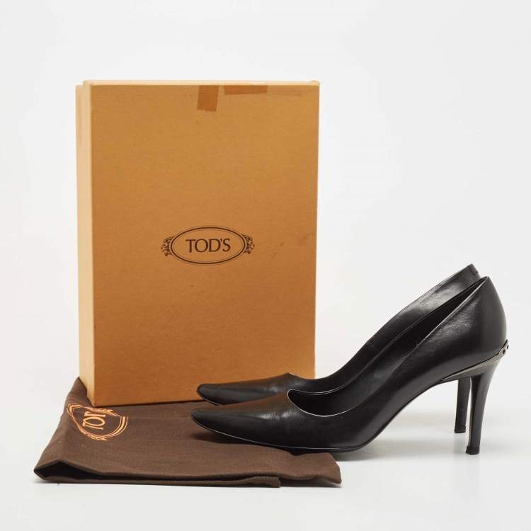 Pre Owned Tod's Black Leather Pointed Toe Pumps Size 39