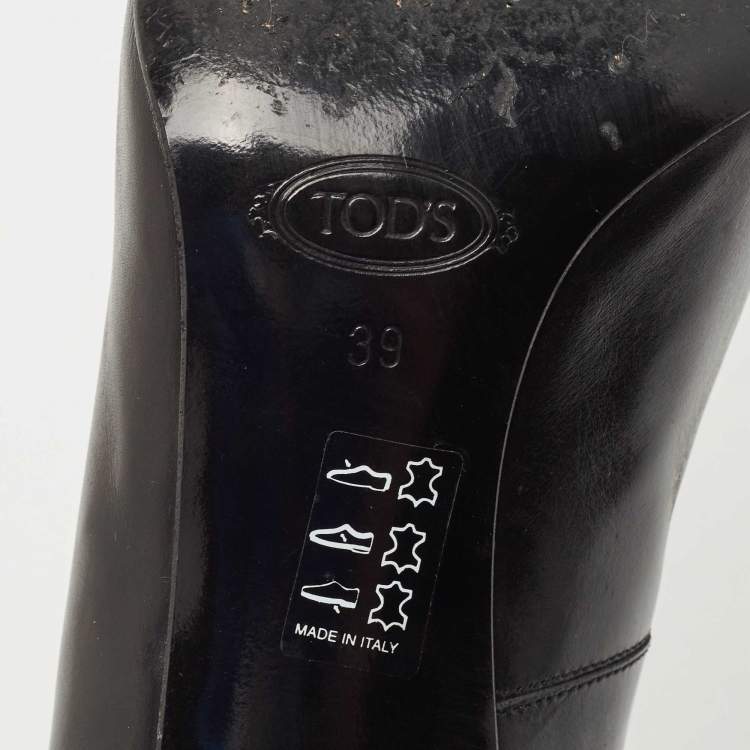 Pre Owned Tod's Black Leather Pointed Toe Pumps Size 39