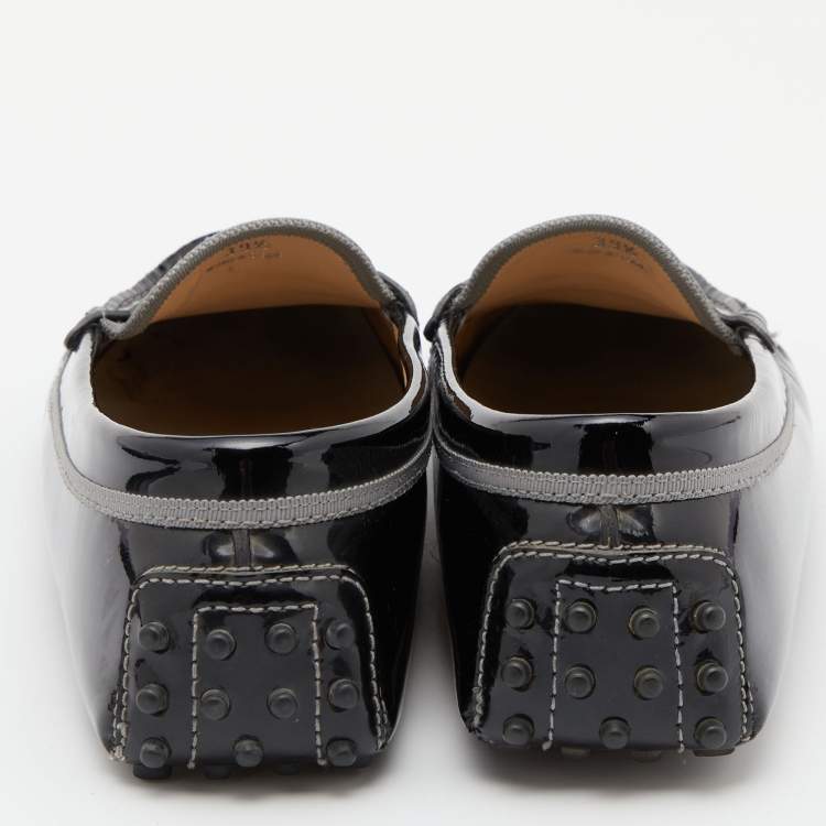 Pre Owned Tod's Black Patent Leather Driving Slip On Loafers Size 39.5 