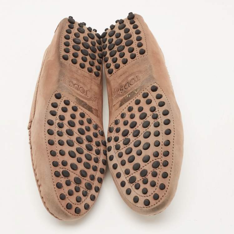 Pre Owned Tod's Brown Suede Gommino Penny Slip On Loafers Size 36.5