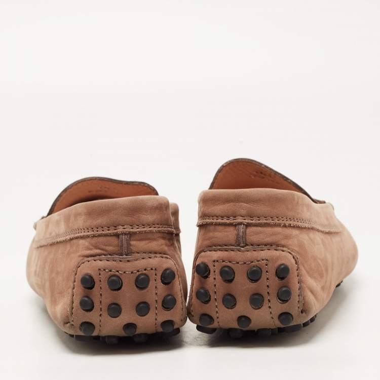 Pre Owned Tod's Brown Suede Gommino Penny Slip On Loafers Size 36.5