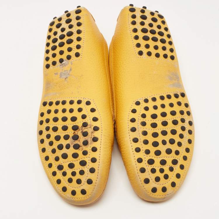 Pre Owned Tod's Yellow Leather Penny Loafers Size 38