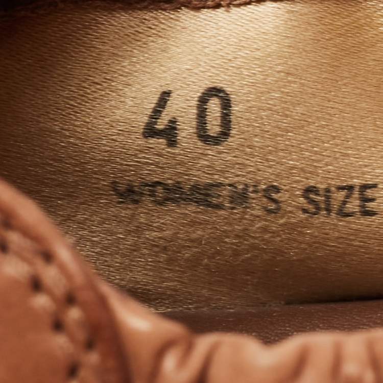Pre Owned Tod's Brown Leather Bow Scrunch Ballet Flats Size 40