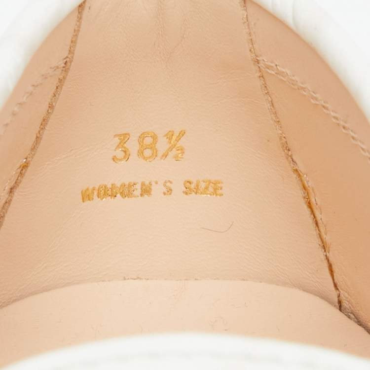 Pre Owned Tod's White Croc Embossed Leather Chain Detail Kate Loafers Size 38.5