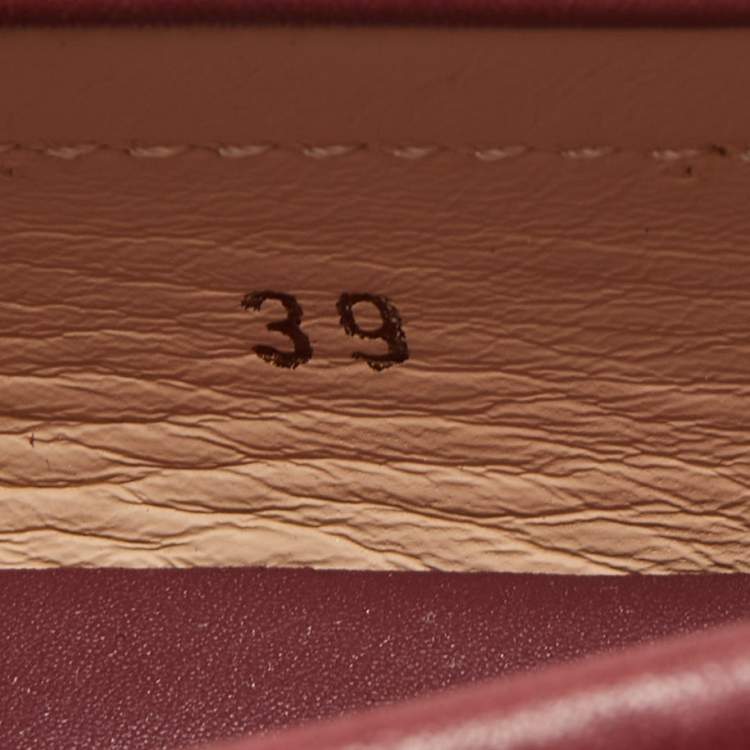 Pre Owned Tod's Burgundy Leather Slip On Loafers Size 39