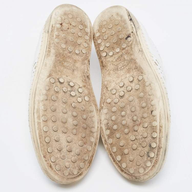 Pre Owned Tod's White Leather Slip on Loafers Size 37.5