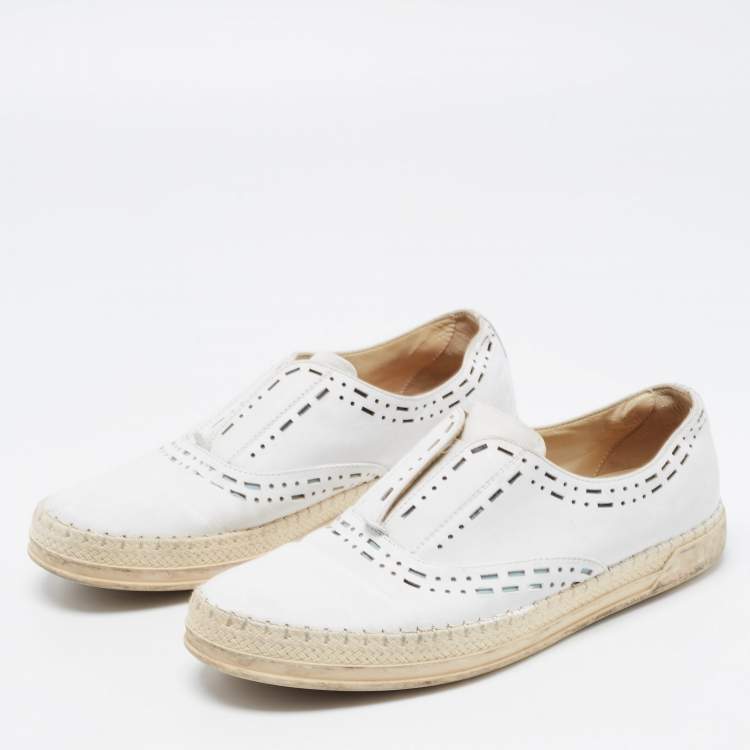 Pre Owned Tod's White Leather Slip on Loafers Size 37.5
