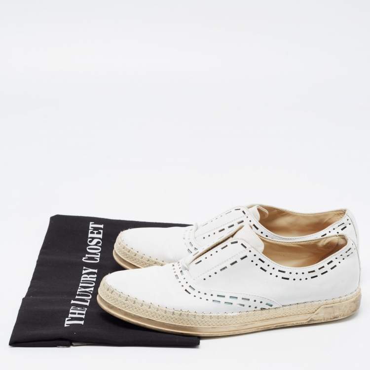 Pre Owned Tod's White Leather Slip on Loafers Size 37.5
