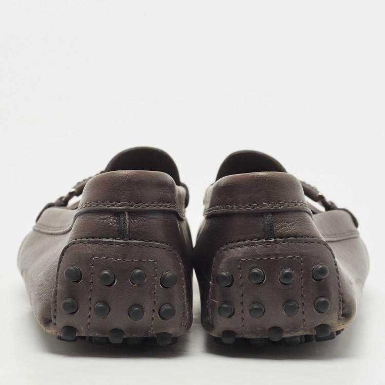 Pre Owned Tod's Black Leather Slip on Loafers Size 39