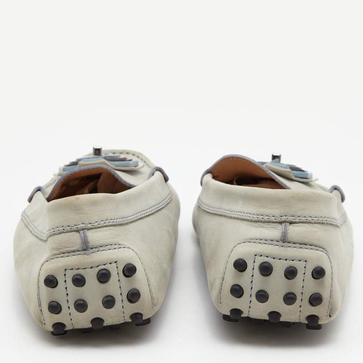 مملوكة مسبقًا Tod's Grey Nubuck Leather Slip On Loafers Size 41