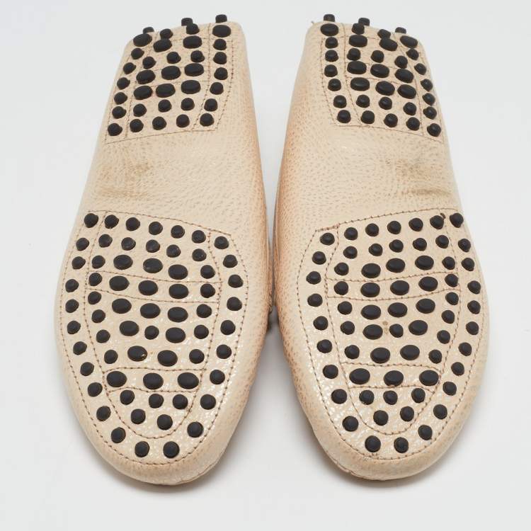 Pre Owned Tod's Beige Leather Penny Loafers Size 35.5