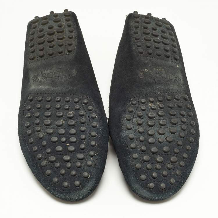 Pre Owned Tod's Black Suede Horsebit Loafers Size 37