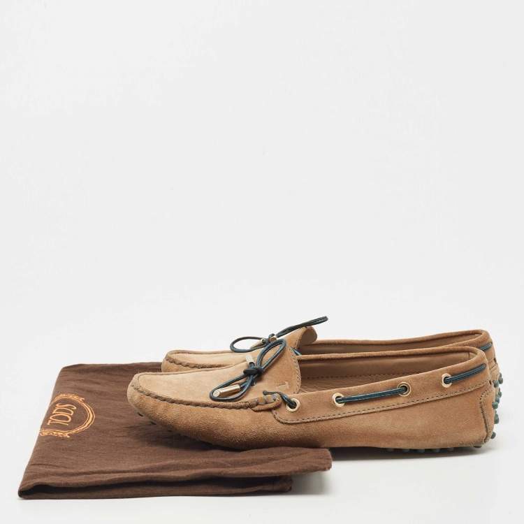 مملوكة مسبقًا Tod's Brown Suede Gommino Loafers Size 39