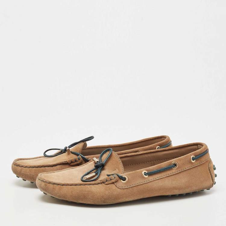 مملوكة مسبقًا Tod's Brown Suede Gommino Loafers Size 39