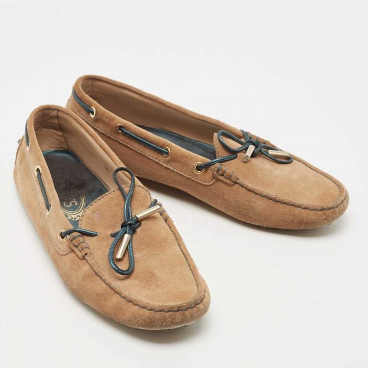 مملوكة مسبقًا Tod's Brown Suede Gommino Loafers Size 39