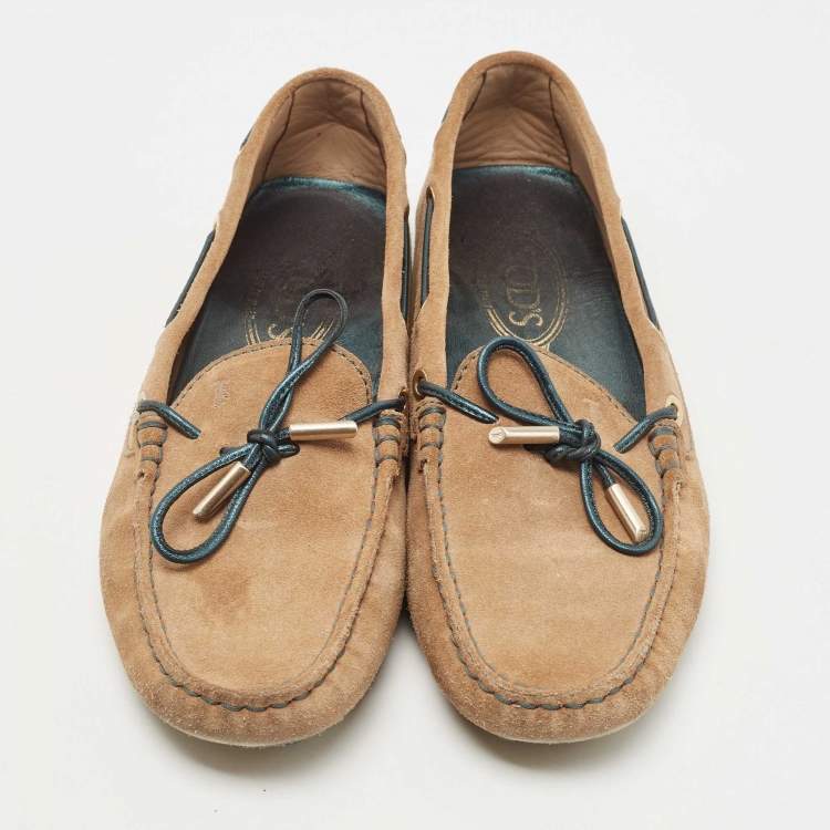 مملوكة مسبقًا Tod's Brown Suede Gommino Loafers Size 39