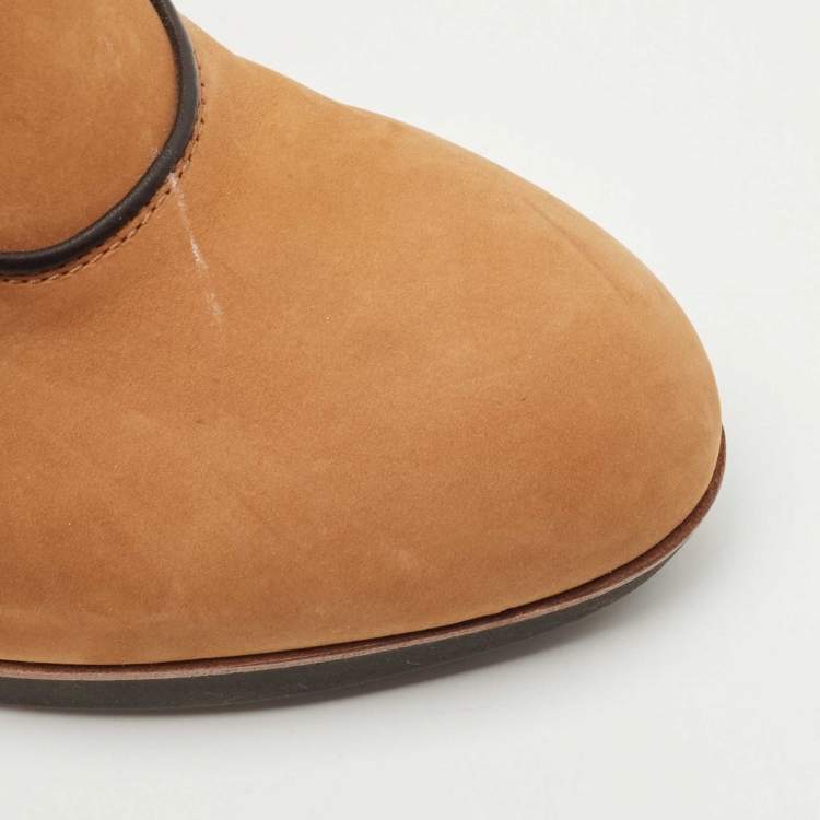 Pre Owned Tod's Brown Leather and Nubuck Leather Ankle Boots Size 40