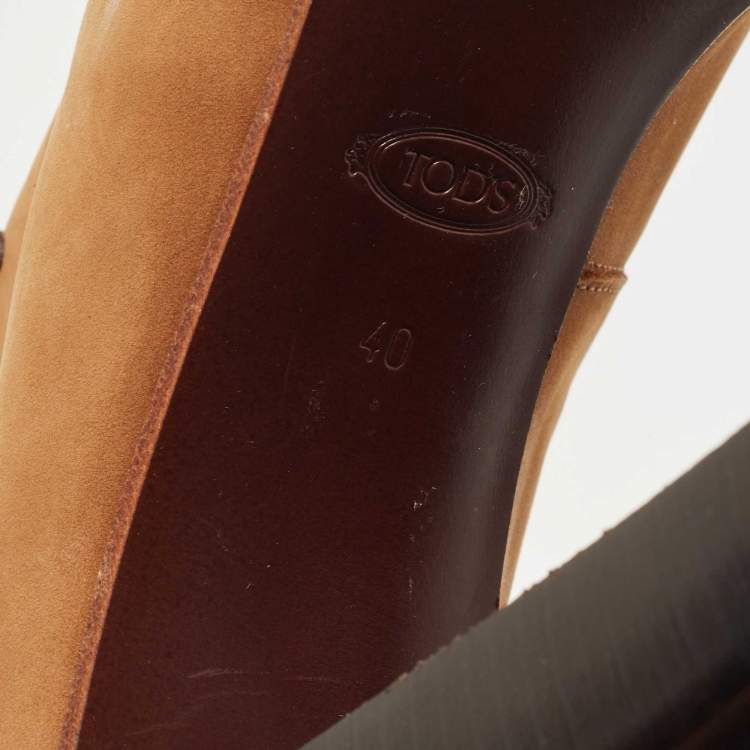 Pre Owned Tod's Brown Leather and Nubuck Leather Ankle Boots Size 40