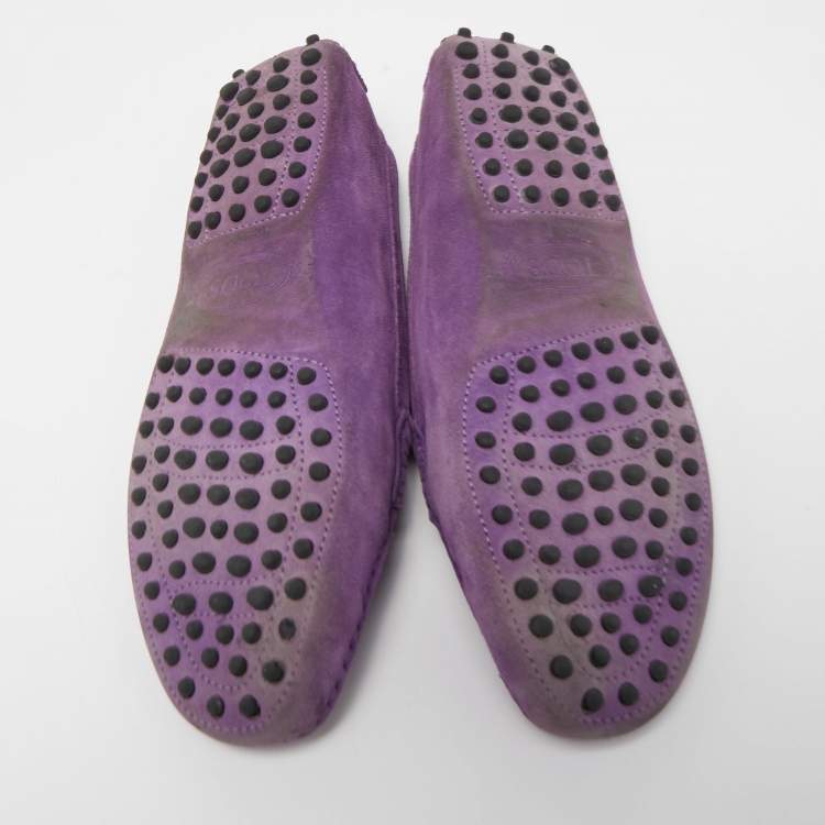 مملوكة مسبقًا Tod's Purple Suede Slip On Loafers Size 38.5