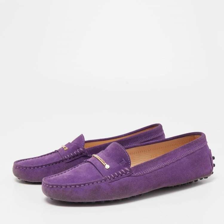 مملوكة مسبقًا Tod's Purple Suede Slip On Loafers Size 38.5