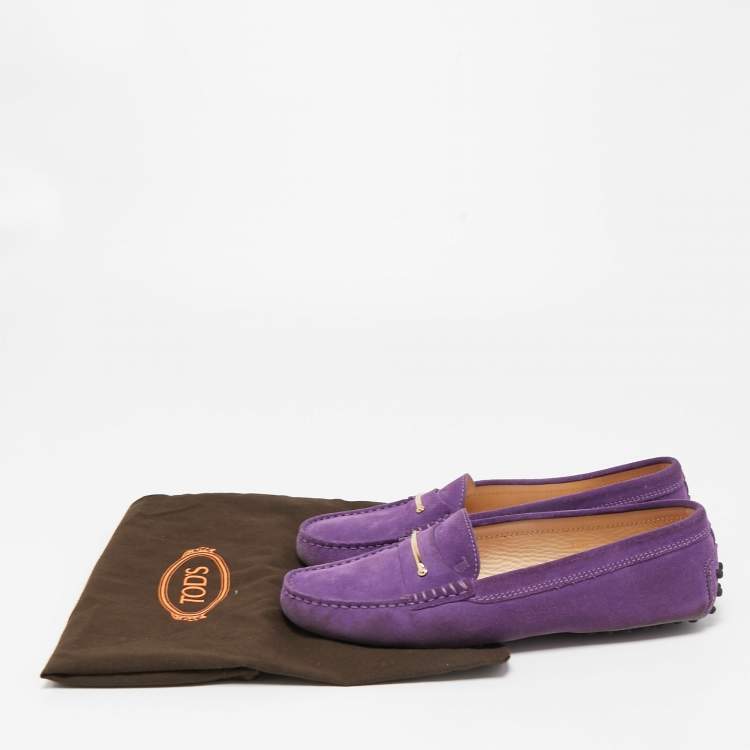 مملوكة مسبقًا Tod's Purple Suede Slip On Loafers Size 38.5
