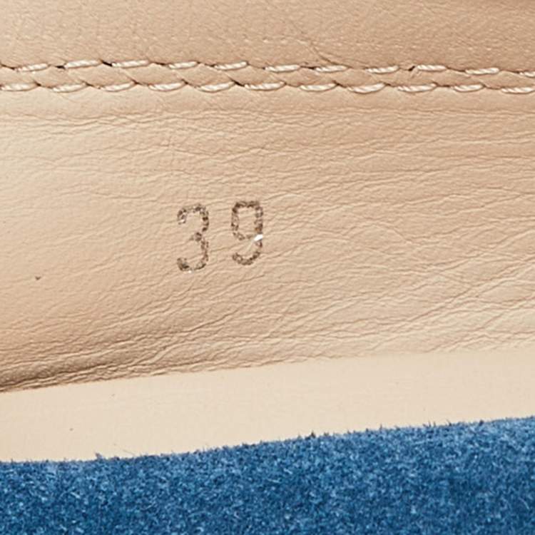 Pre Owned Tod's Blue Suede Slip On Loafers Size 39