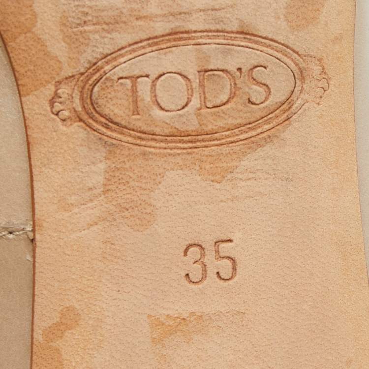 Pre Owned Tod's Grey Leather Loafer Pointed Toe Pumps Size 35
