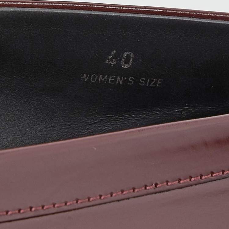 Pre Owned Tod's Burgundy Leather Gommino Fringe Double T Loafers Size 40