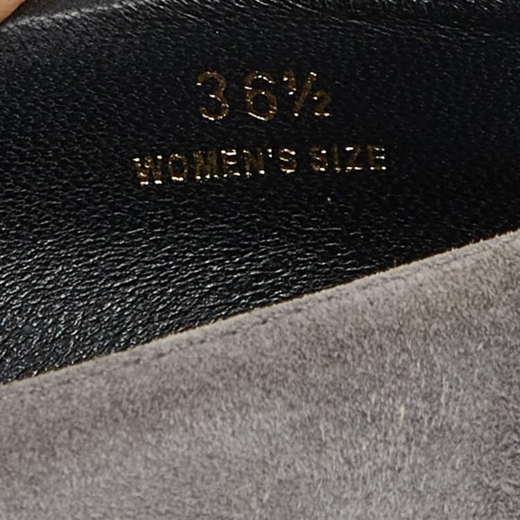 Pre Owned Tod’s Grey/Black Suede and Patent Leather Buckle Detail Ballet Flats Size 36.5