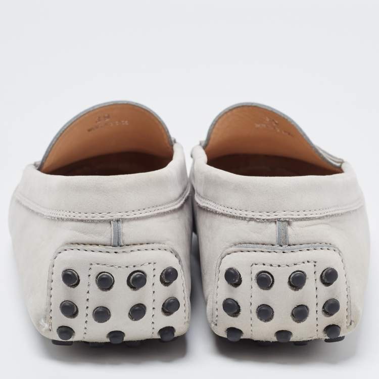 Pre Owned Tod's Grey Nubuck Leather Penny Loafers Size 39
