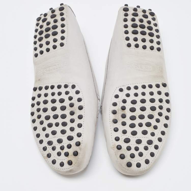 Pre Owned Tod's Grey Nubuck Leather Penny Loafers Size 39