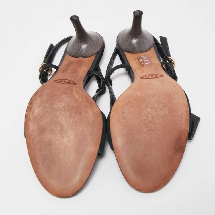 Pre Owned Tod's Black Suede Slingback Sandals Size 40