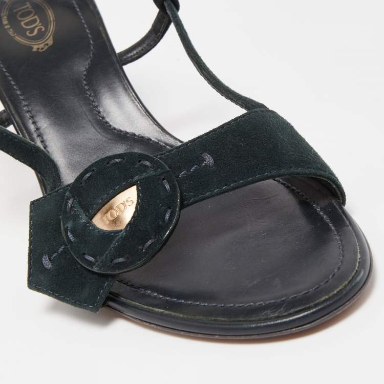 Pre Owned Tod's Black Suede Slingback Sandals Size 40
