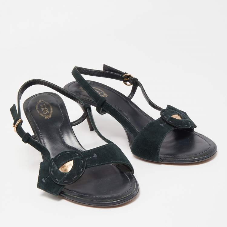 Pre Owned Tod's Black Suede Slingback Sandals Size 40