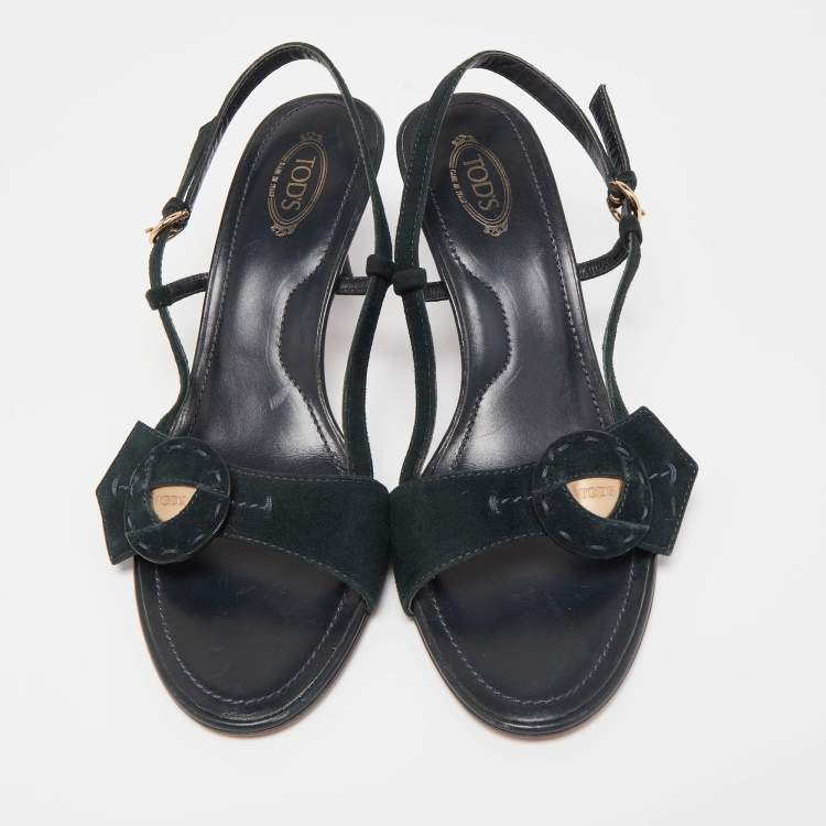 Pre Owned Tod's Black Suede Slingback Sandals Size 40