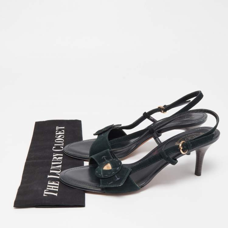 Pre Owned Tod's Black Suede Slingback Sandals Size 40