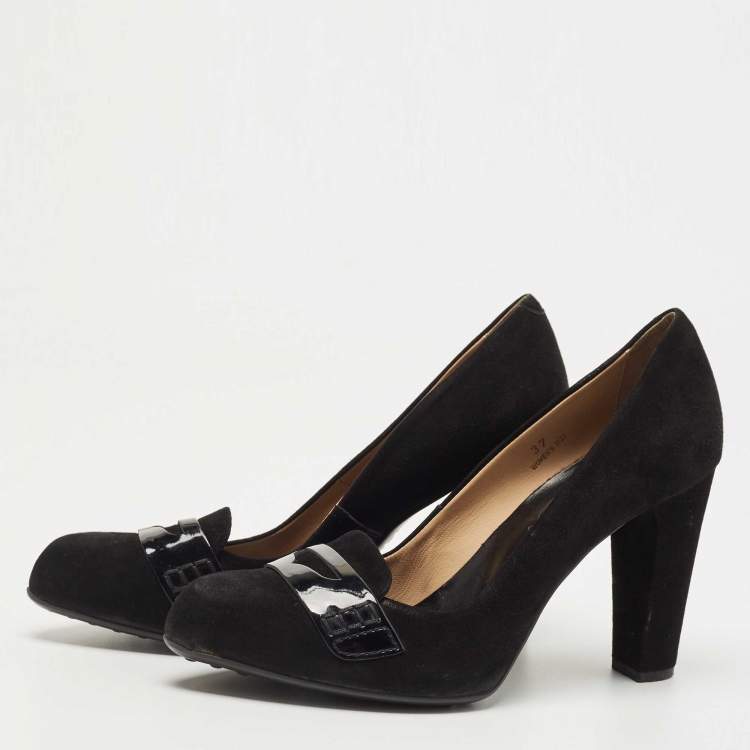 Tod's black shop suede pumps