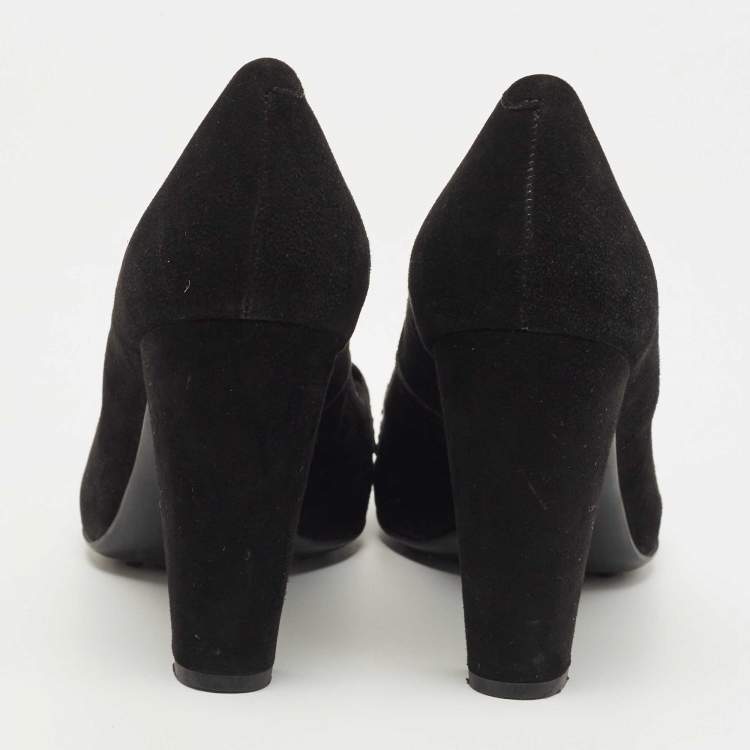Pre Owned Tod's Black Suede Penny Loafer Pumps Size 37