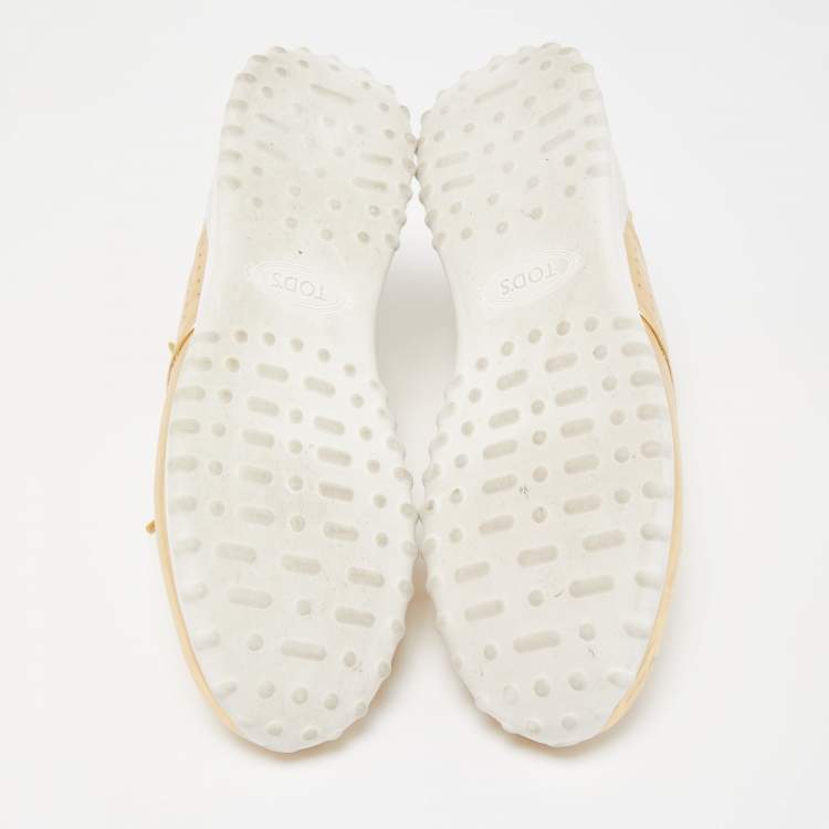Pre Owned Tod's Metallic Gold Perforated Leather Low Top Sneakers Size 40