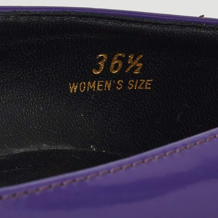 Pre Owned Tod's Purple Patent Leather Studded Block Heel Pumps Size 36.5