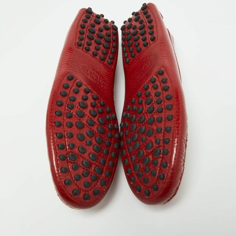 Pre Owned Tod's Red Patent Leather Penny Loafers Size 36