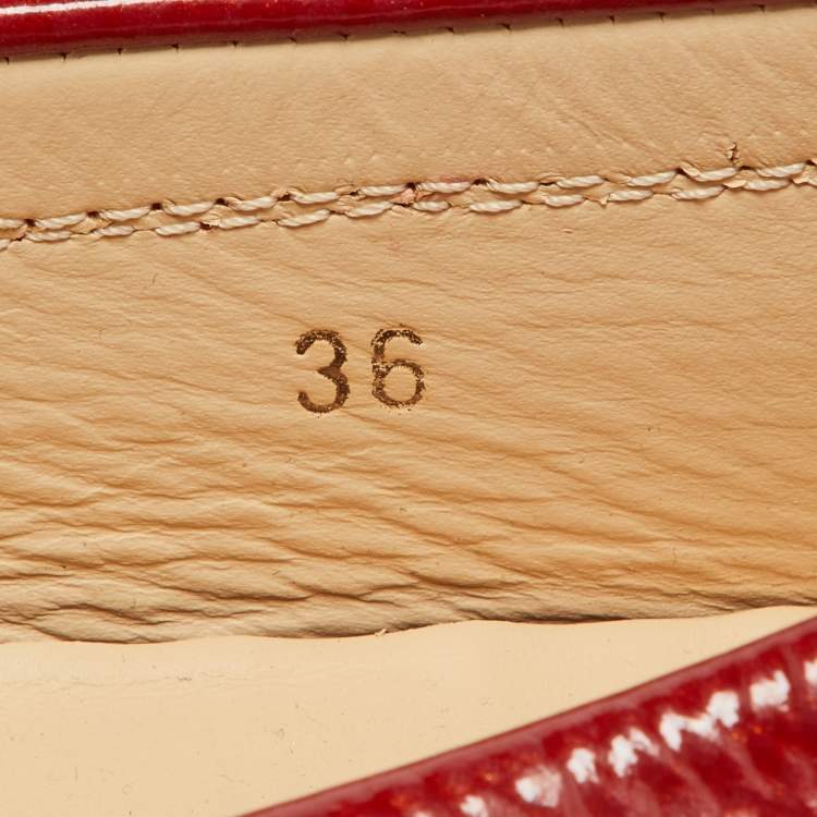 Pre Owned Tod's Red Patent Leather Penny Loafers Size 36